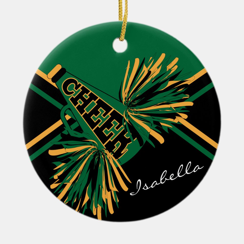 cheerleader green black and gold ceramic ornament - Ornament Gifts