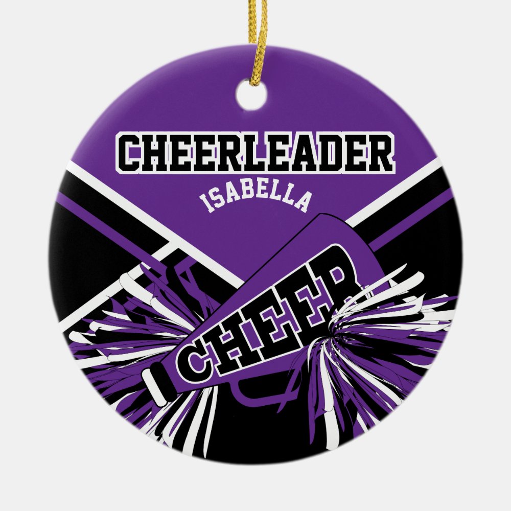 cheerleader purple black and white ceramic ornament - Ornament Gifts