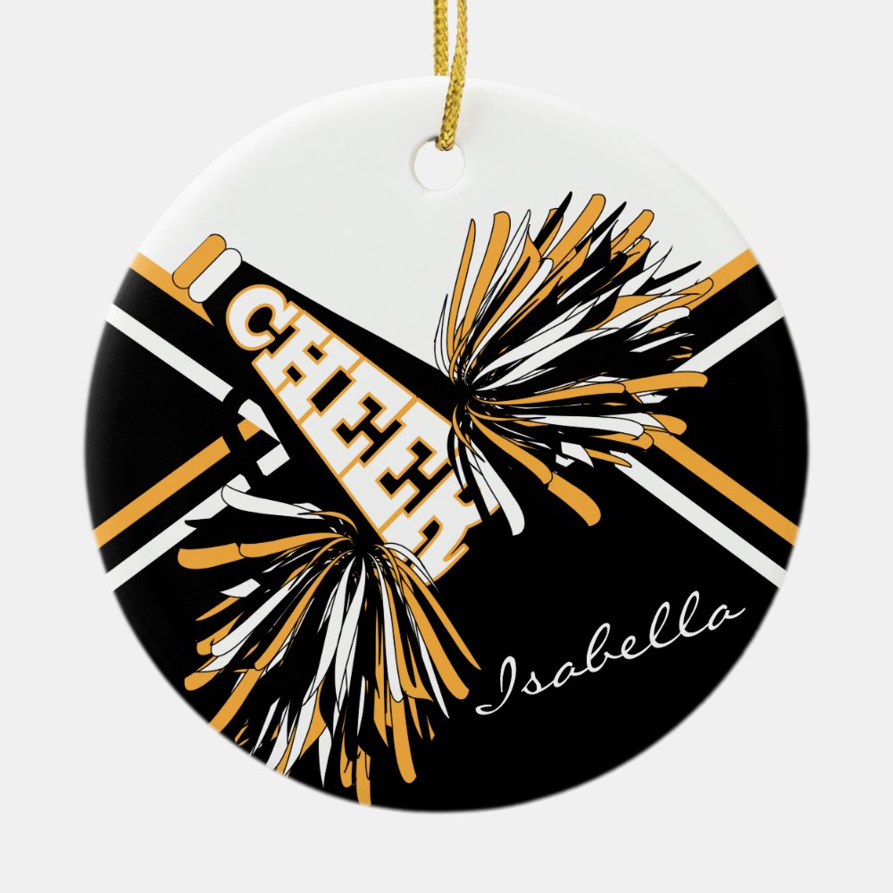 cheerleader white black and gold ceramic ornament - Ornament Gifts