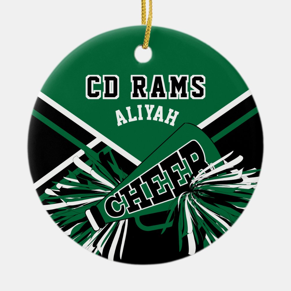 custom cheerleader dark green black whi ceramic ornament - Ornament Gifts