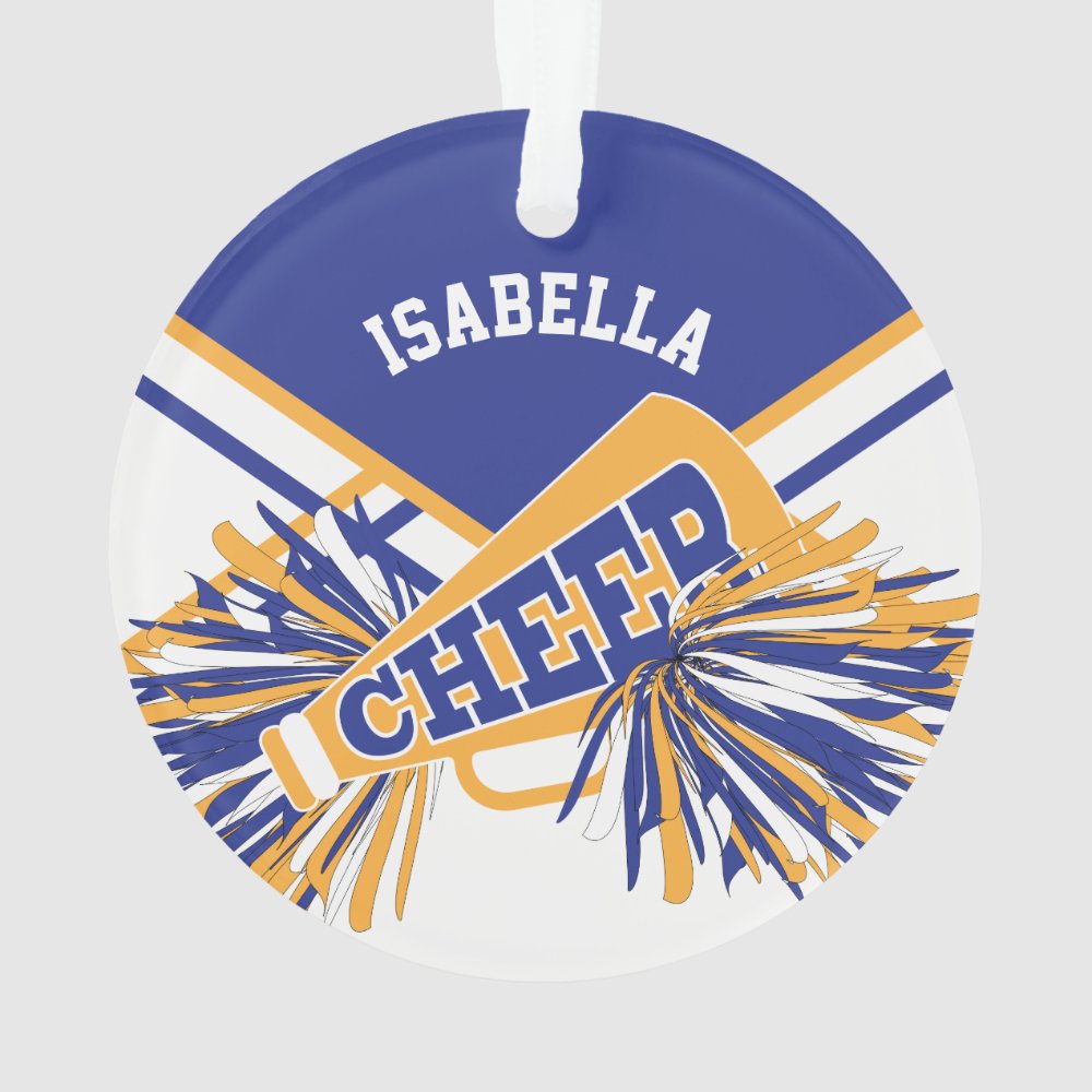 for cheerleaders white blue and gold ornament - Ornament Gifts